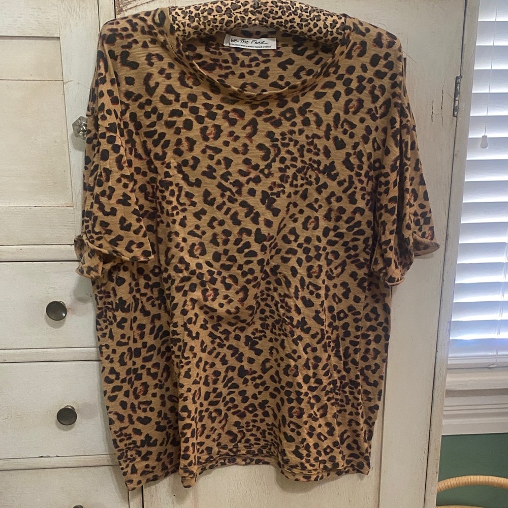 Free People Leopard Print Top - Brown and Black